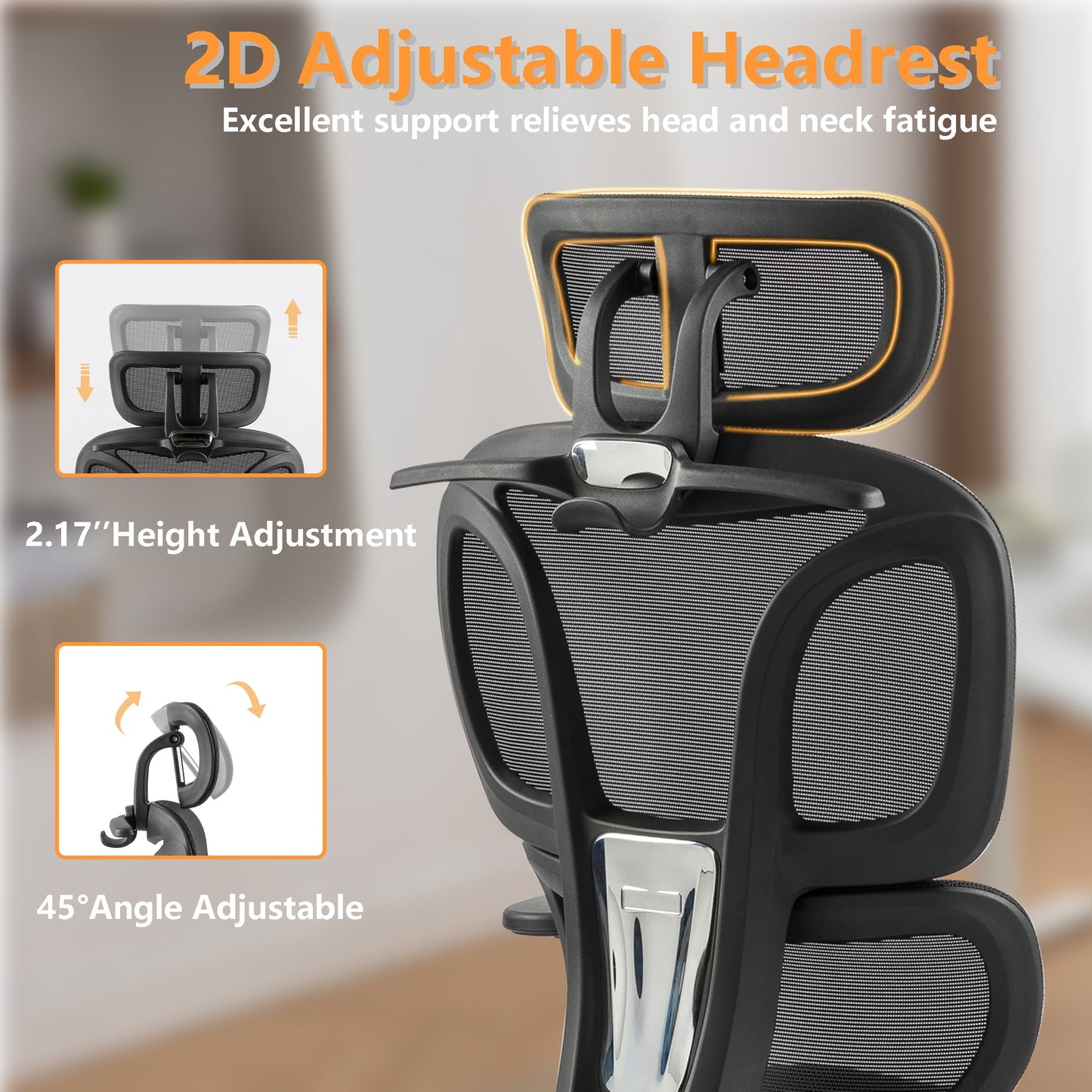 FLEXISPOT - Big and Tall Mesh Office Chair, Computer Desk Chair Adjustable Swivel Chair with Footrest Lumbar Support Headrest and 360°Rotation for Home Office, Black - Serious Techies