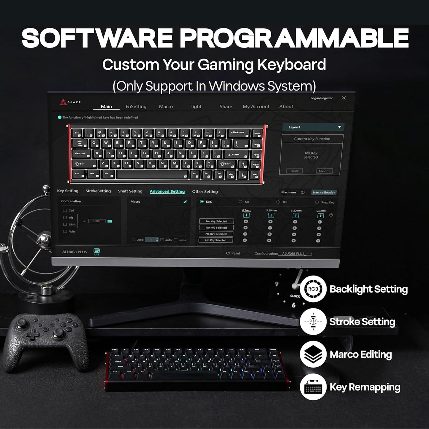 Geekzone - Aluminum Alloy Design- Black - the AJAZZ ALUX 68 HE Series Features a Robust CNC-Anodized Aluminum Alloy Casing with 180 Mesh Sandblasting, Offering a Premium Look and Feel - Serious Techies