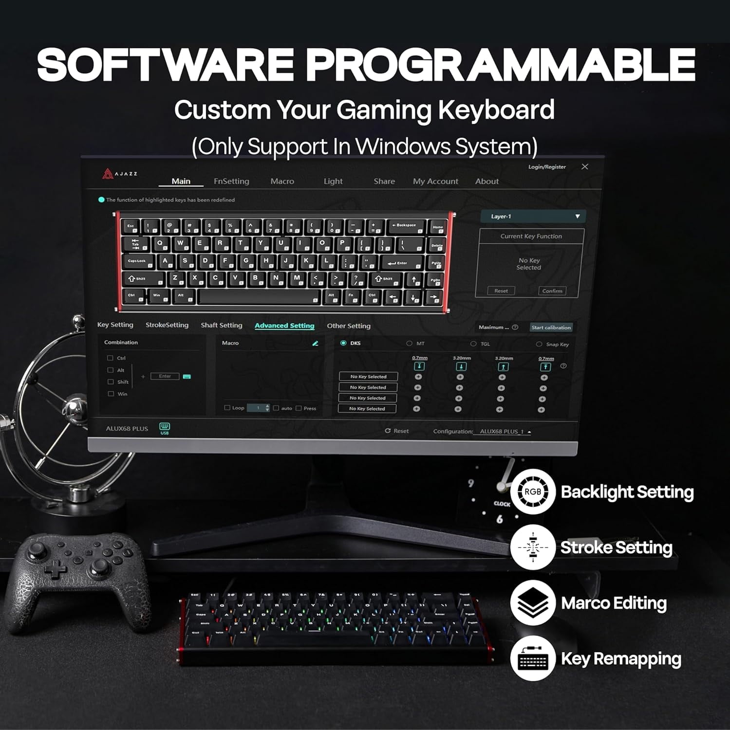 Geekzone - Aluminum Alloy Design- Black - the AJAZZ ALUX 68 HE Series Features a Robust CNC-Anodized Aluminum Alloy Casing with 180 Mesh Sandblasting, Offering a Premium Look and Feel - Serious Techies