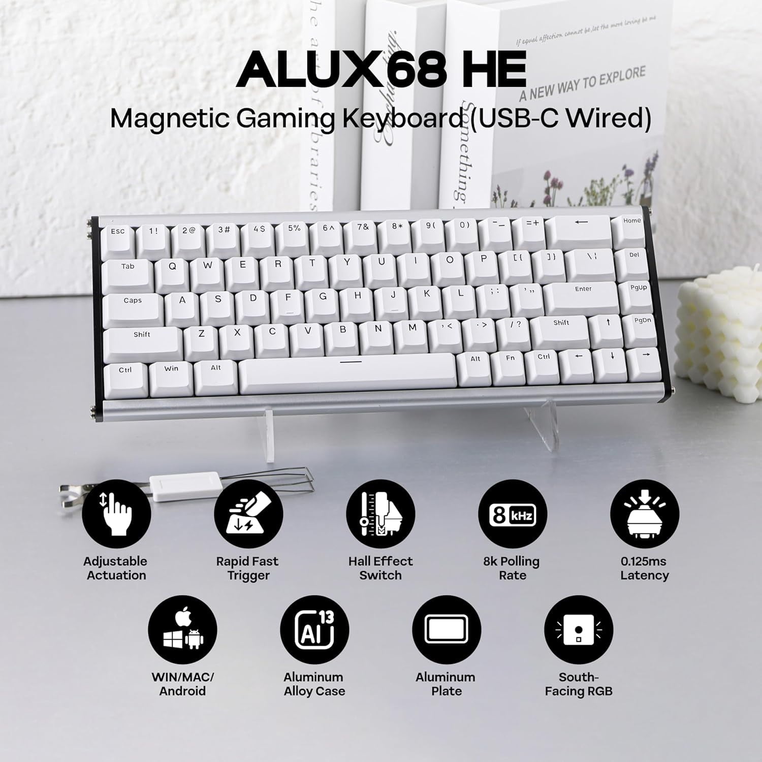 Geekzone - Aluminum Alloy Design - the AJAZZ ALUX 68 HE Series Features a Robust CNC-Anodized Aluminum Alloy Casing with 180 Mesh Sandblasting, Offering a Premium Look and Feel - Serious Techies