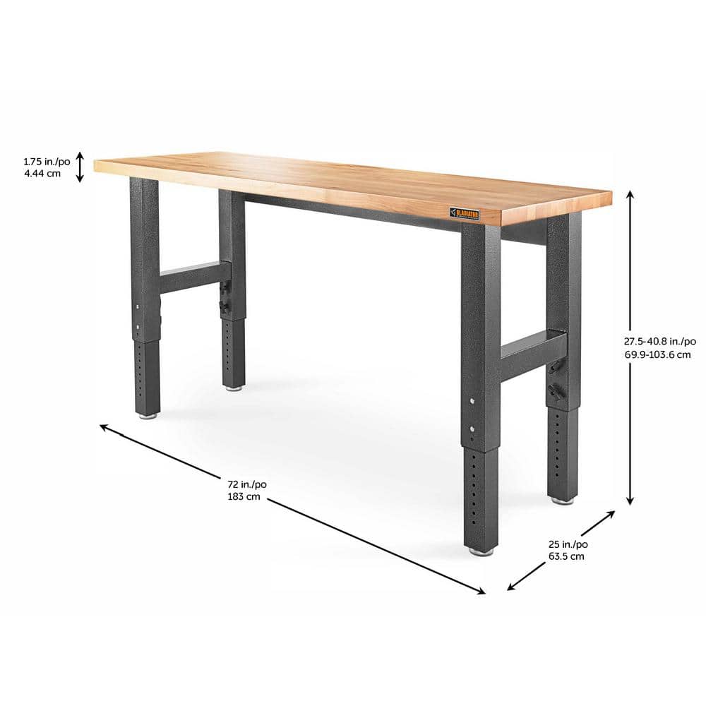 HUSKY - 6 Ft. Adjustable Height Birch Top Workbench - Serious Techies