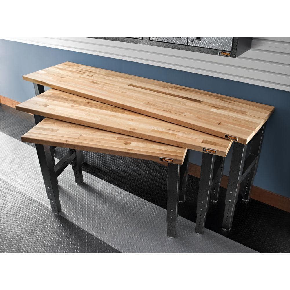 HUSKY - 6 Ft. Adjustable Height Birch Top Workbench - Serious Techies