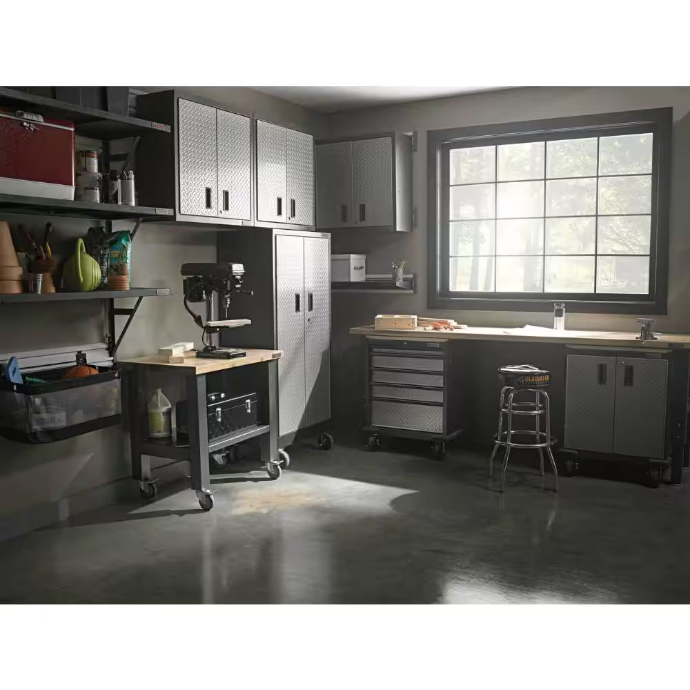 HUSKY - 8 Ft. Adjustable Height Birch Top Workbench - Serious Techies