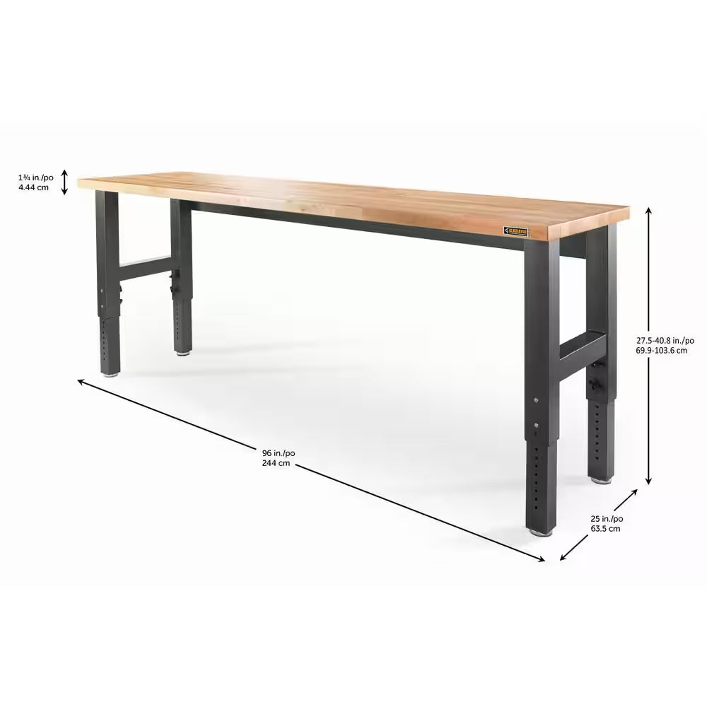 HUSKY - 8 Ft. Adjustable Height Birch Top Workbench - Serious Techies