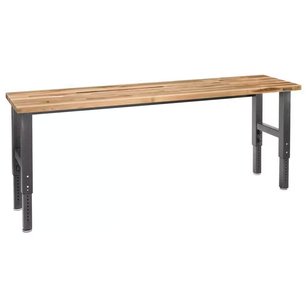 HUSKY - 8 Ft. Adjustable Height Birch Top Workbench - Serious Techies