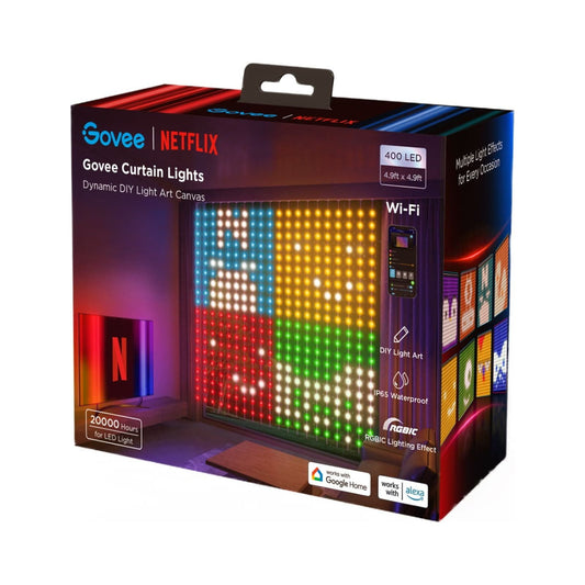 Govee - Netflix Indoor 4.92X4.92Ft DIY Mode RGBIC LED Curtain Lights - Serious Techies