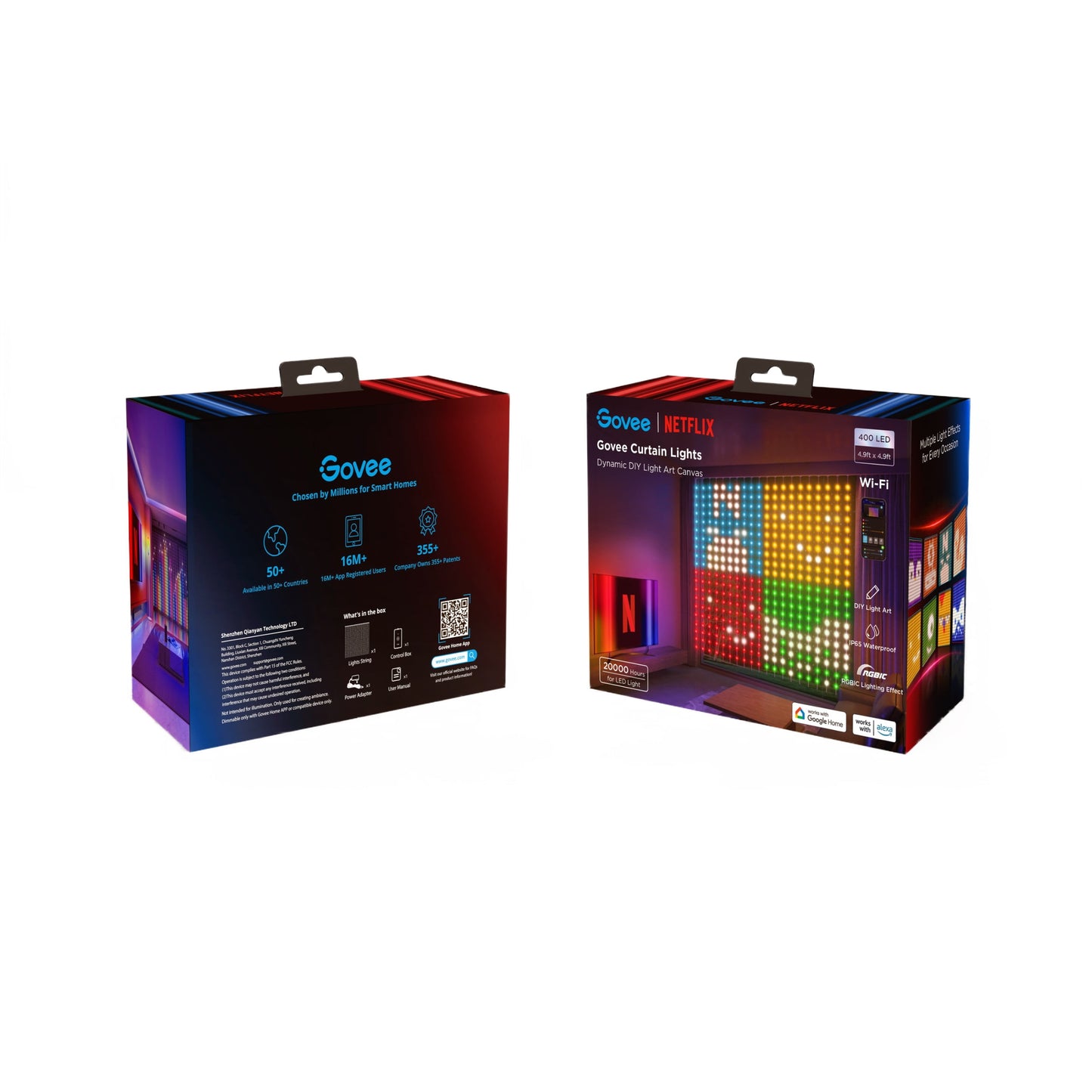 Govee - Netflix Indoor 4.92X4.92Ft DIY Mode RGBIC LED Curtain Lights - Serious Techies