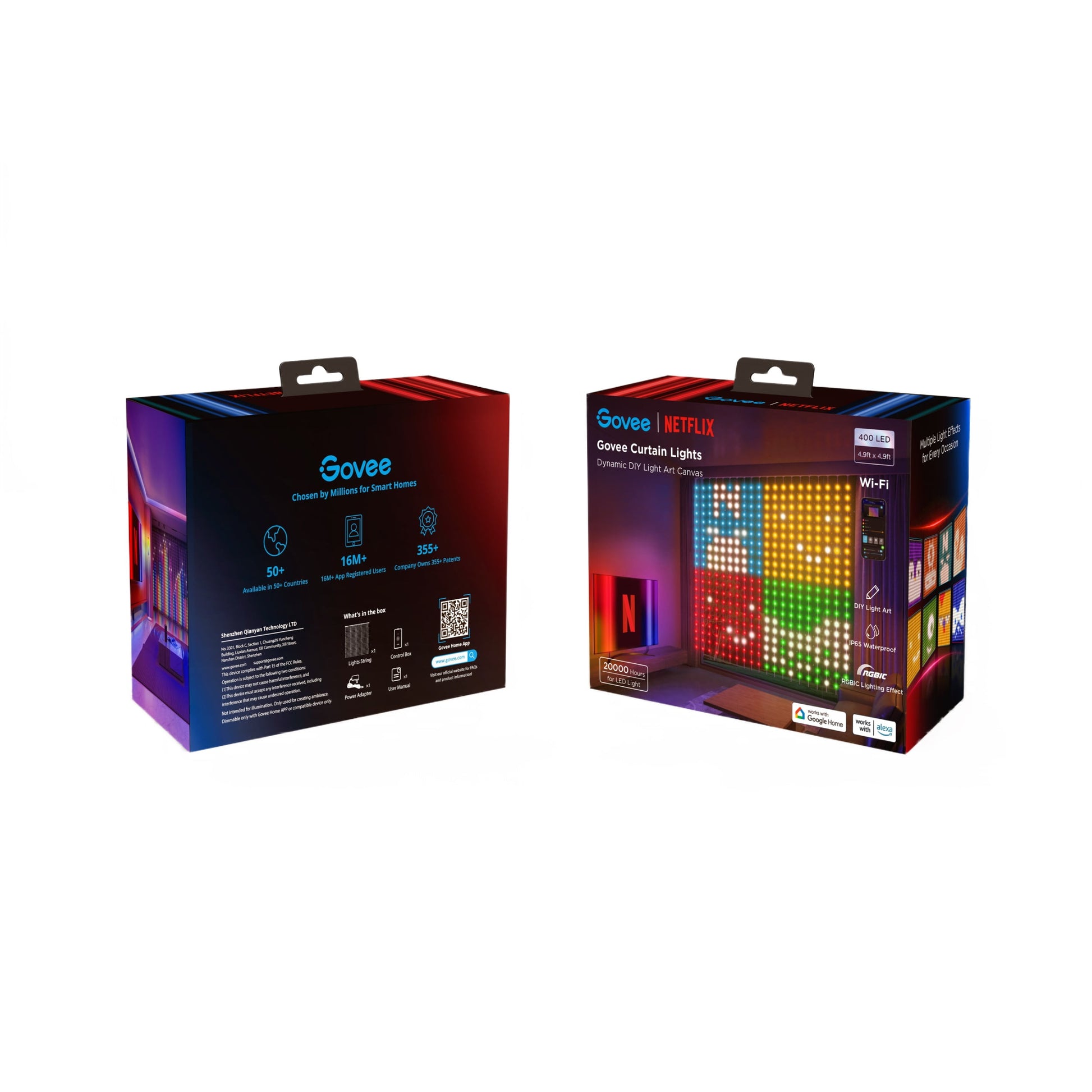 Govee - Netflix Indoor 4.92X4.92Ft DIY Mode RGBIC LED Curtain Lights - Serious Techies