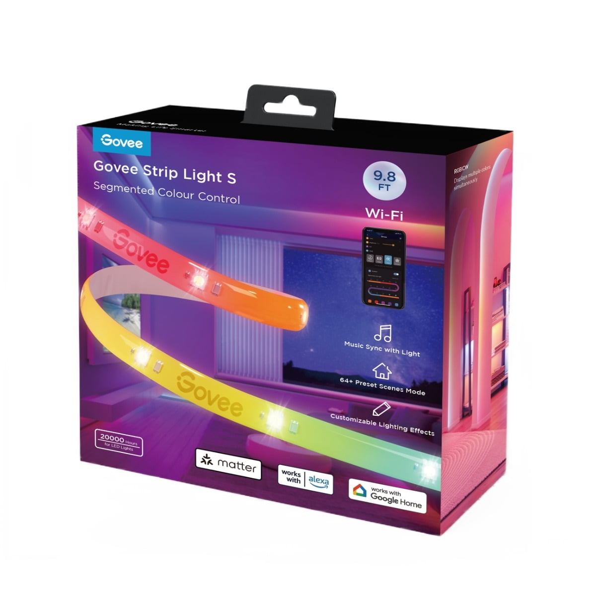 Govee - RGBICW Wi-Fi LED Strip Light, 9.8Ft, Smart App Control, Multicolor for Bedroom & TV Backlight - Serious Techies