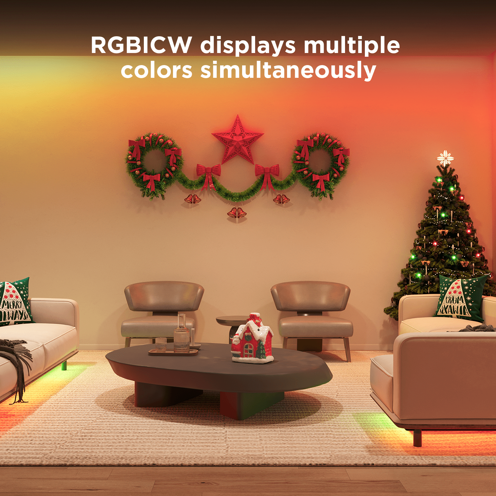 Govee - RGBICW Wi-Fi LED Strip Light, 9.8Ft, Smart App Control, Multicolor for Bedroom & TV Backlight - Serious Techies