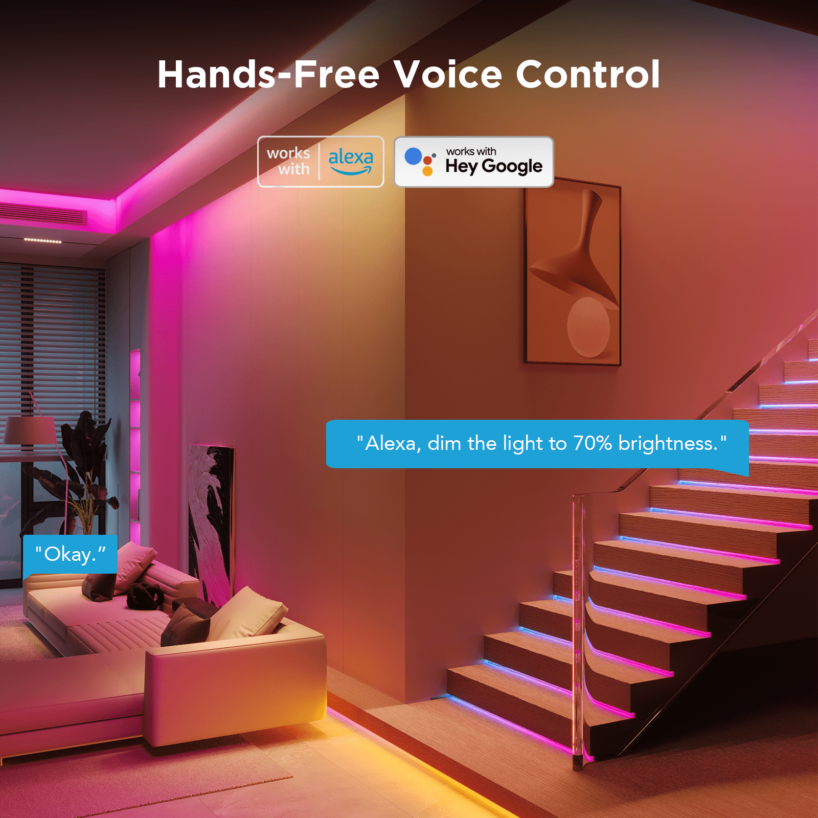 Govee - RGBICW Wi-Fi LED Strip Light, 9.8Ft, Smart App Control, Multicolor for Bedroom & TV Backlight - Serious Techies