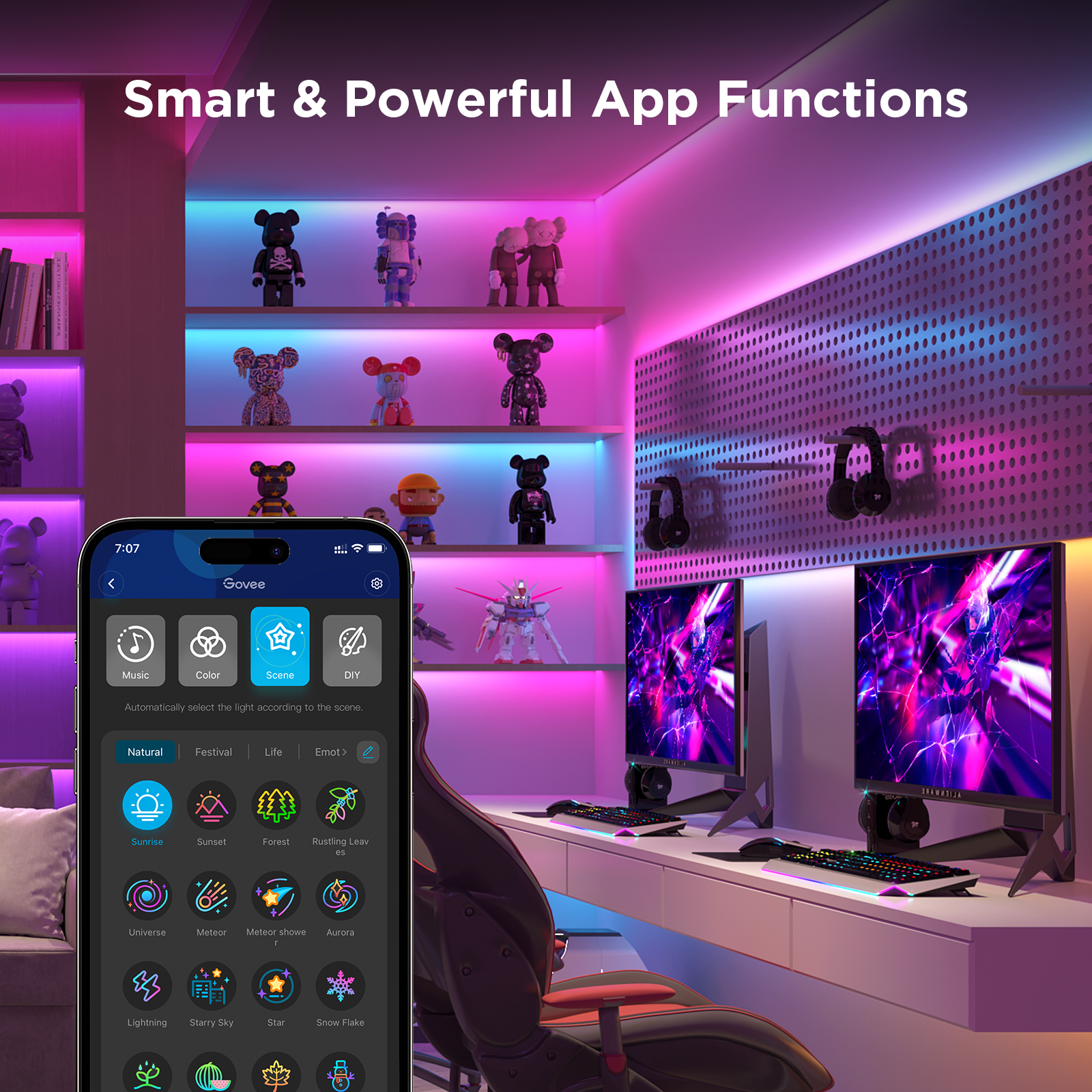 Govee - RGBICW Wi-Fi LED Strip Light, 9.8Ft, Smart App Control, Multicolor for Bedroom & TV Backlight - Serious Techies