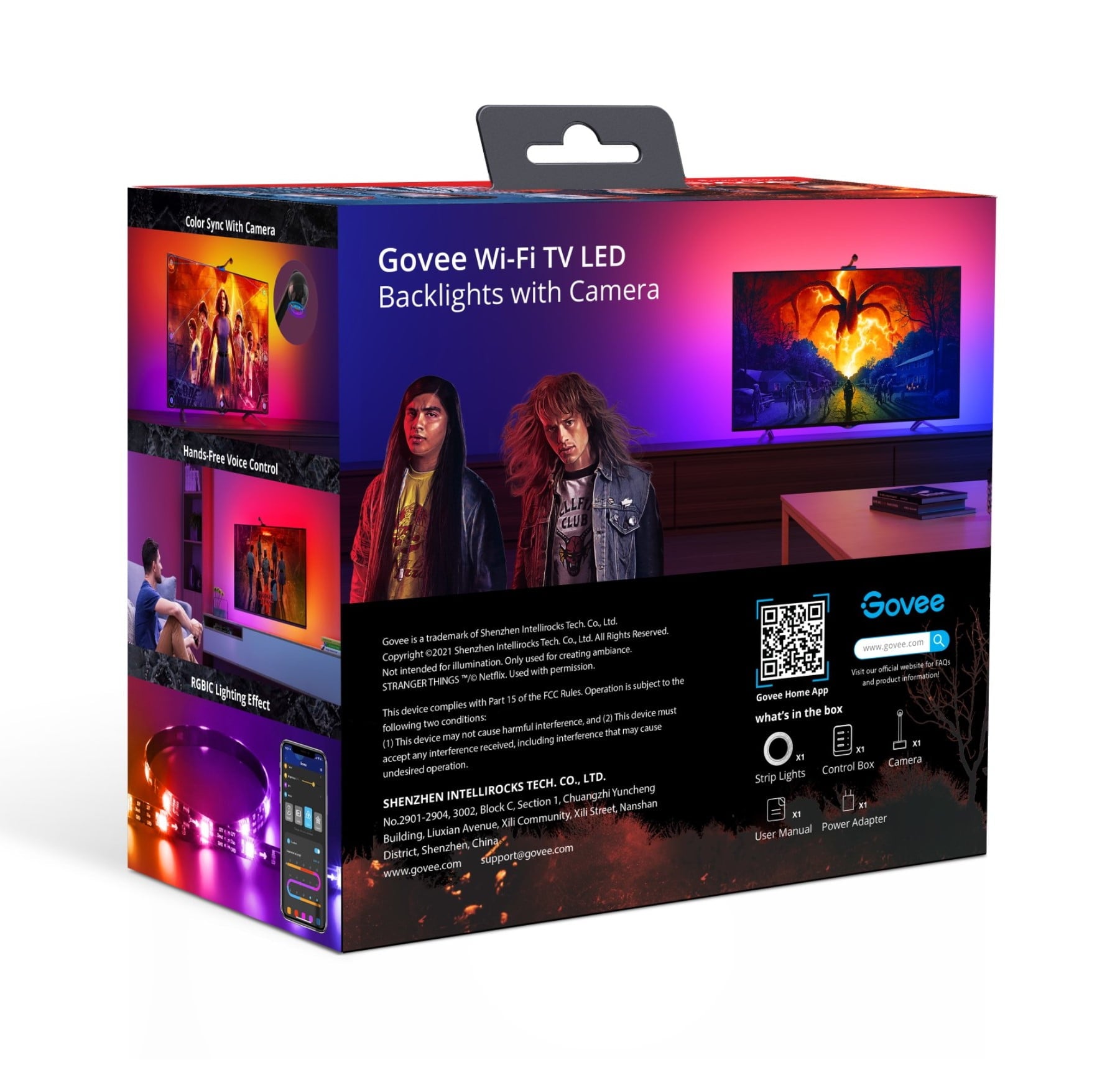 Govee - Stranger Things Indoor RGBIC LED TV Backlight with Camera for 55-65 Inch Tvs and Pcs, Corded Electric, App Controlled - Serious Techies