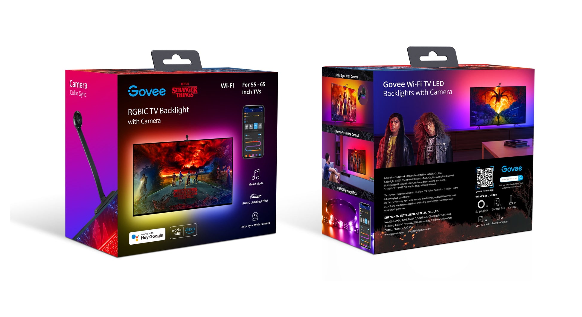 Govee - Stranger Things Indoor RGBIC LED TV Backlight with Camera for 55-65 Inch Tvs and Pcs, Corded Electric, App Controlled - Serious Techies
