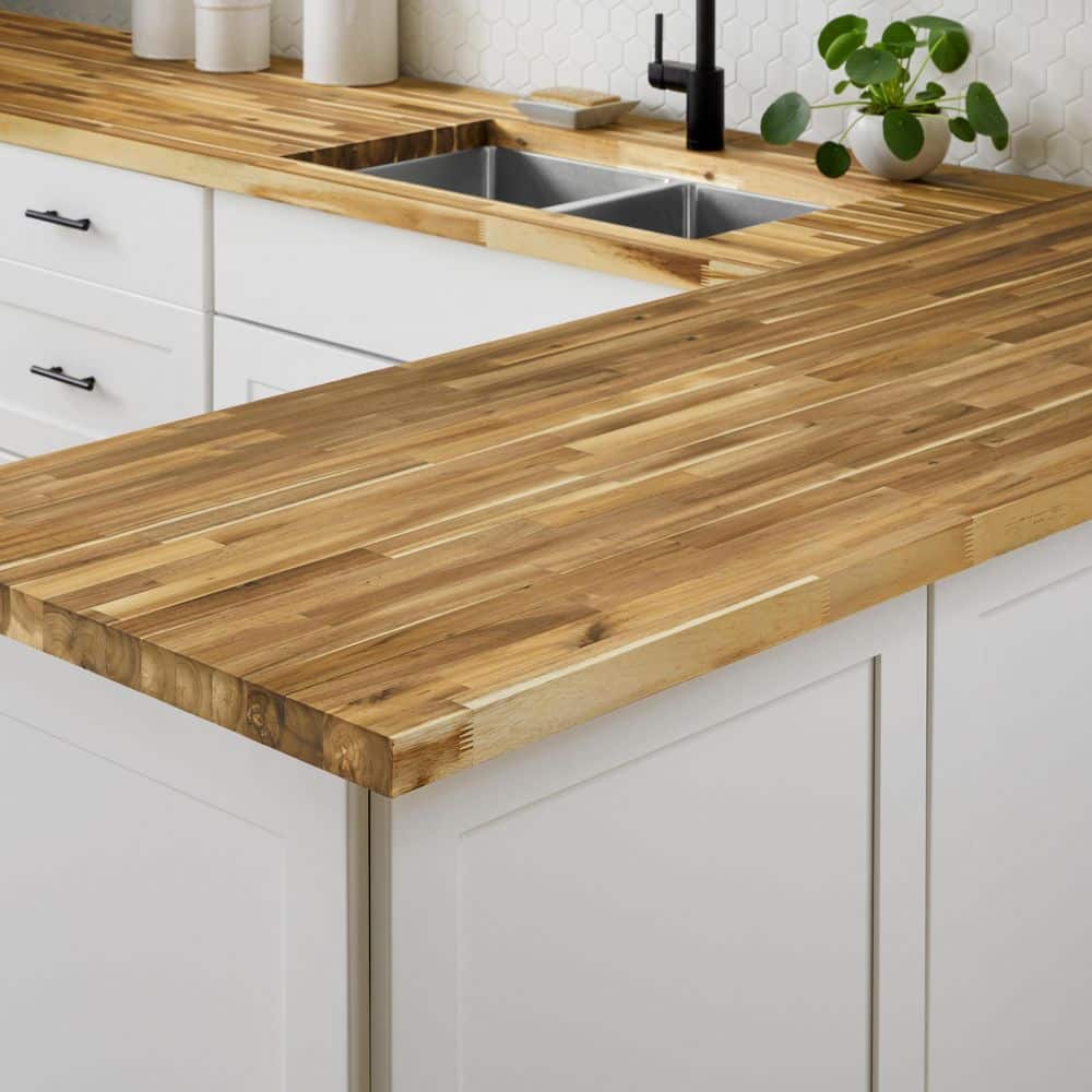 Hampton Bay - 4 Ft. L X 25 In. D Unfinished Acacia Butcher Block Countertop with Standard Edge - Serious Techies