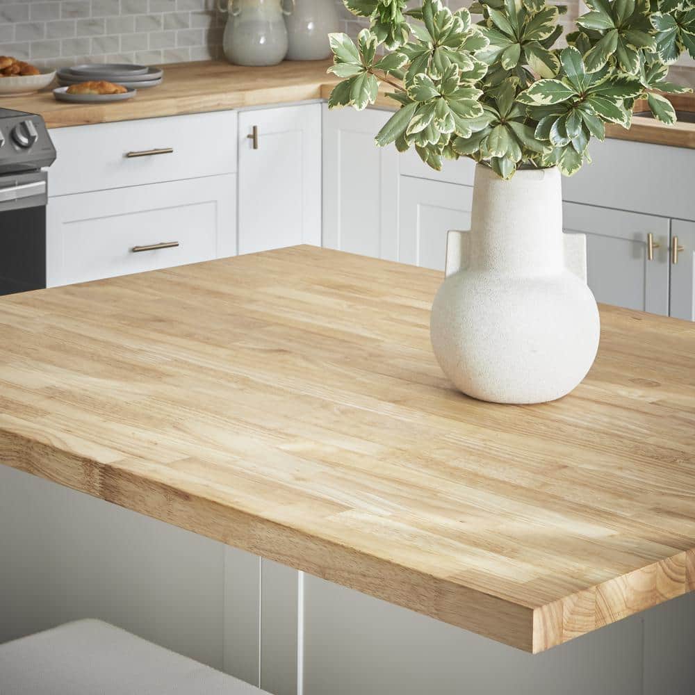 Hampton Bay - 4 Ft. L X 25 In. D Unfinished Hevea Solid Wood Butcher Block Countertop with Standard Edge - Serious Techies
