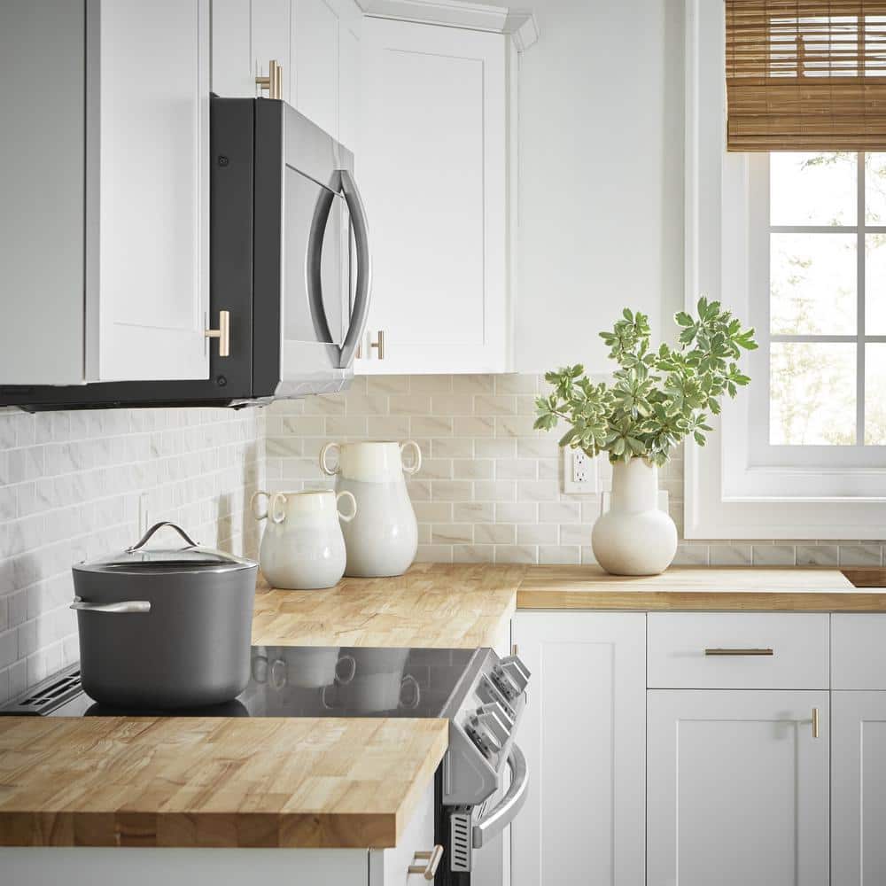 Hampton Bay - 4 Ft. L X 25 In. D Unfinished Hevea Solid Wood Butcher Block Countertop with Standard Edge - Serious Techies