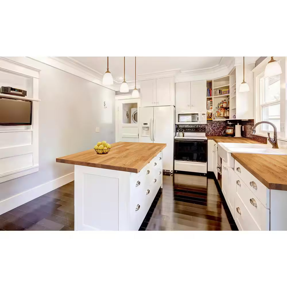 Hampton Bay - 6 Ft. L X 39 In. D Finished Engineered Oak Butcher Block Countertop Island with Standard Edge - Serious Techies