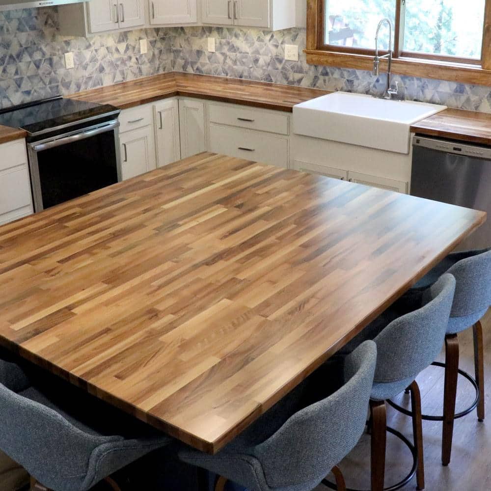 HARDWOOD REFLECTIONS - 6 Ft. L X 25 In. D Unfinished Walnut Solid Wood Butcher Block Countertop with Square Edge - Serious Techies