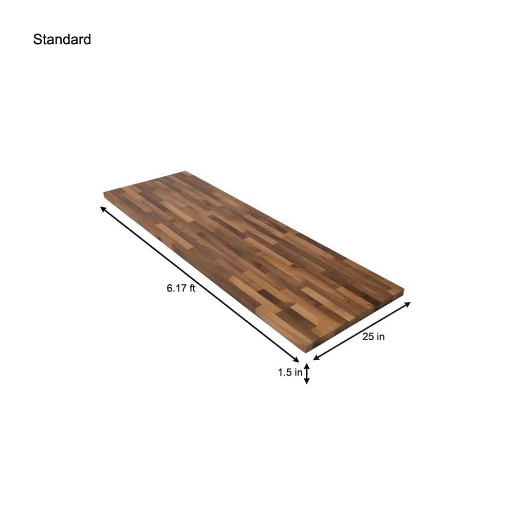 HARDWOOD REFLECTIONS - 6 Ft. L X 25 In. D Unfinished Walnut Solid Wood Butcher Block Countertop with Square Edge - Serious Techies