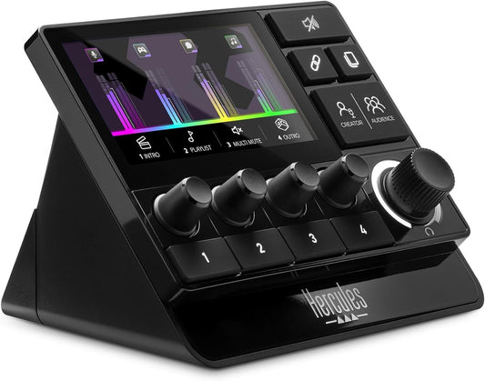 Hercules - Stream 200 XLR, Pro Audio Mixer for Advanced Content Creators, Streaming, and Gaming, with XLR Mic Pre-Amp, LCD Screen, 4 Actions Buttons and Customizable Interface. Compatible with PC - Serious Techies