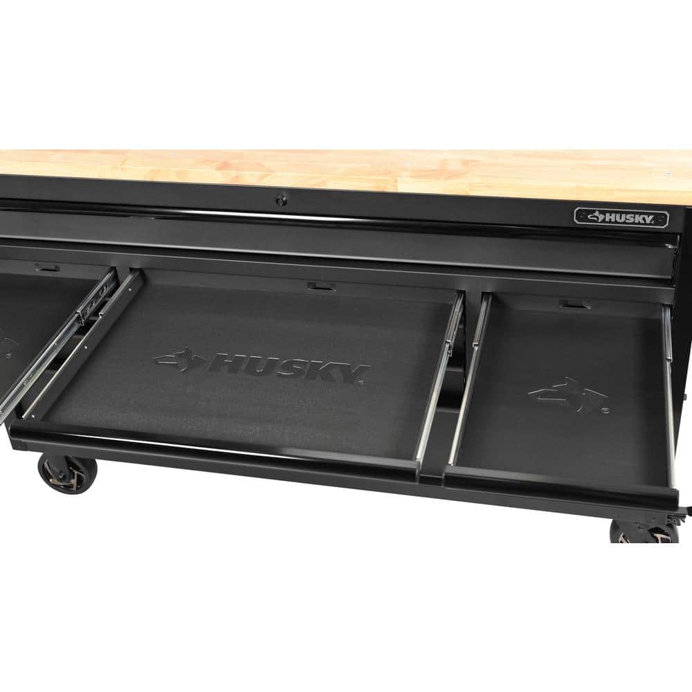 Husky - 61 In. W X 23 In. D Heavy Duty 15-Drawer Mobile Workbench Tool Chest with Solid Wood Top in Matte Black - Serious Techies