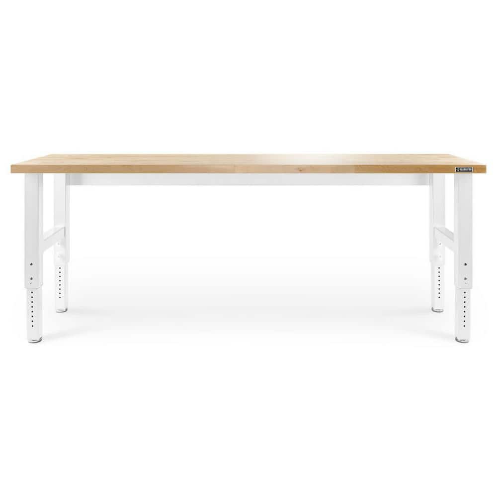 HUSKY - 96 In. W X 25 In. D Adjustable Height Workbench with Hardwood Top - Serious Techies