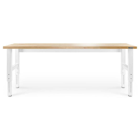 HUSKY - 96 In. W X 25 In. D Adjustable Height Workbench with Hardwood Top - Serious Techies