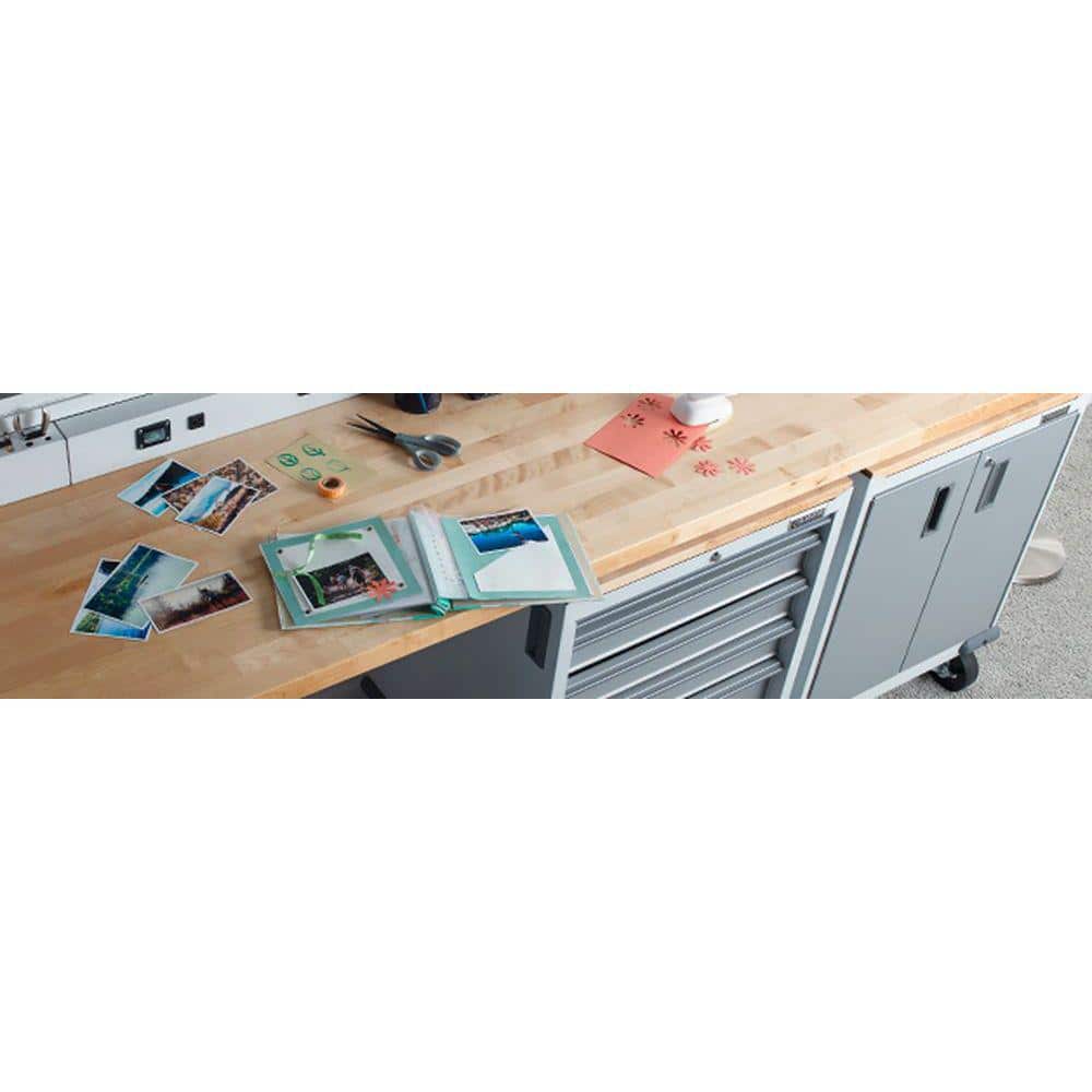 HUSKY - 96 In. W X 25 In. D Adjustable Height Workbench with Hardwood Top - Serious Techies