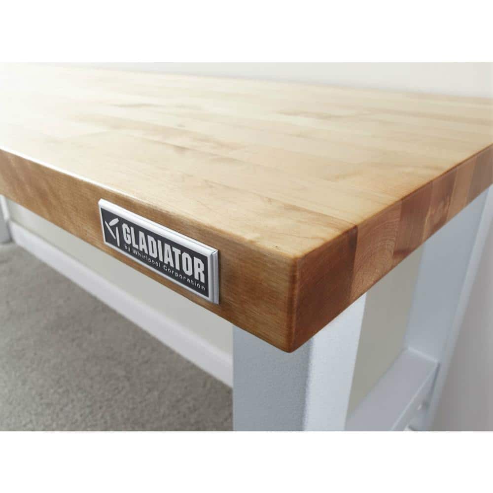 HUSKY - 96 In. W X 25 In. D Adjustable Height Workbench with Hardwood Top - Serious Techies