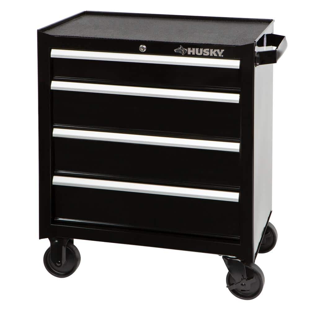 Husky - 26.5 In. W X 18 In. D Standard Duty 4-Drawer Rolling Tool Cabinet in Gloss Black - Serious Techies