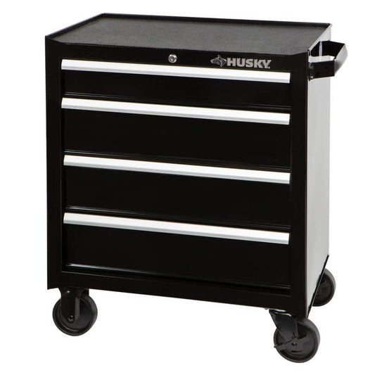Husky - 26.5 In. W X 18 In. D Standard Duty 4-Drawer Rolling Tool Cabinet in Gloss Black - Serious Techies