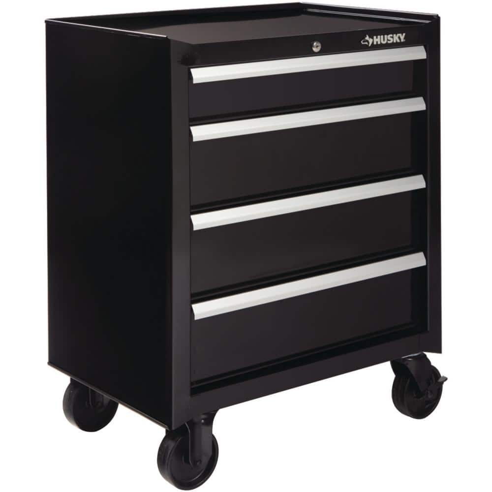 Husky - 26.5 In. W X 18 In. D Standard Duty 4-Drawer Rolling Tool Cabinet in Gloss Black - Serious Techies