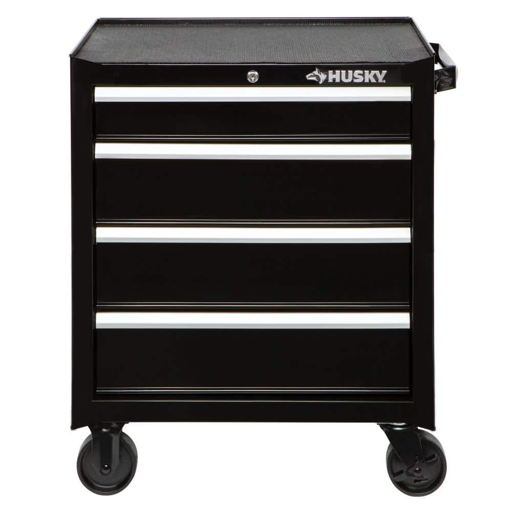 Husky - 26.5 In. W X 18 In. D Standard Duty 4-Drawer Rolling Tool Cabinet in Gloss Black - Serious Techies