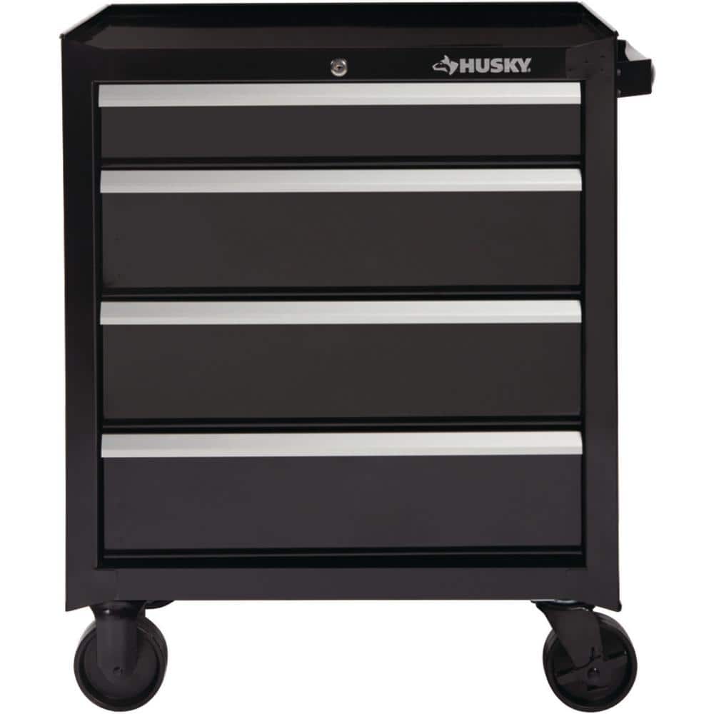 Husky - 26.5 In. W X 18 In. D Standard Duty 4-Drawer Rolling Tool Cabinet in Gloss Black - Serious Techies