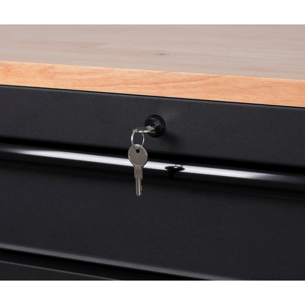 Husky - 56 In. W X 27.6 In. D 10-Drawer Matte Black Heavy-Duty Mobile Workbench with Pegboard and Top Cabinets - Serious Techies