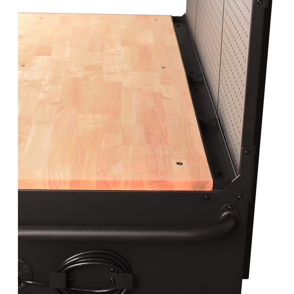 Husky - 56 In. W X 27.6 In. D 10-Drawer Matte Black Heavy-Duty Mobile Workbench with Pegboard and Top Cabinets - Serious Techies