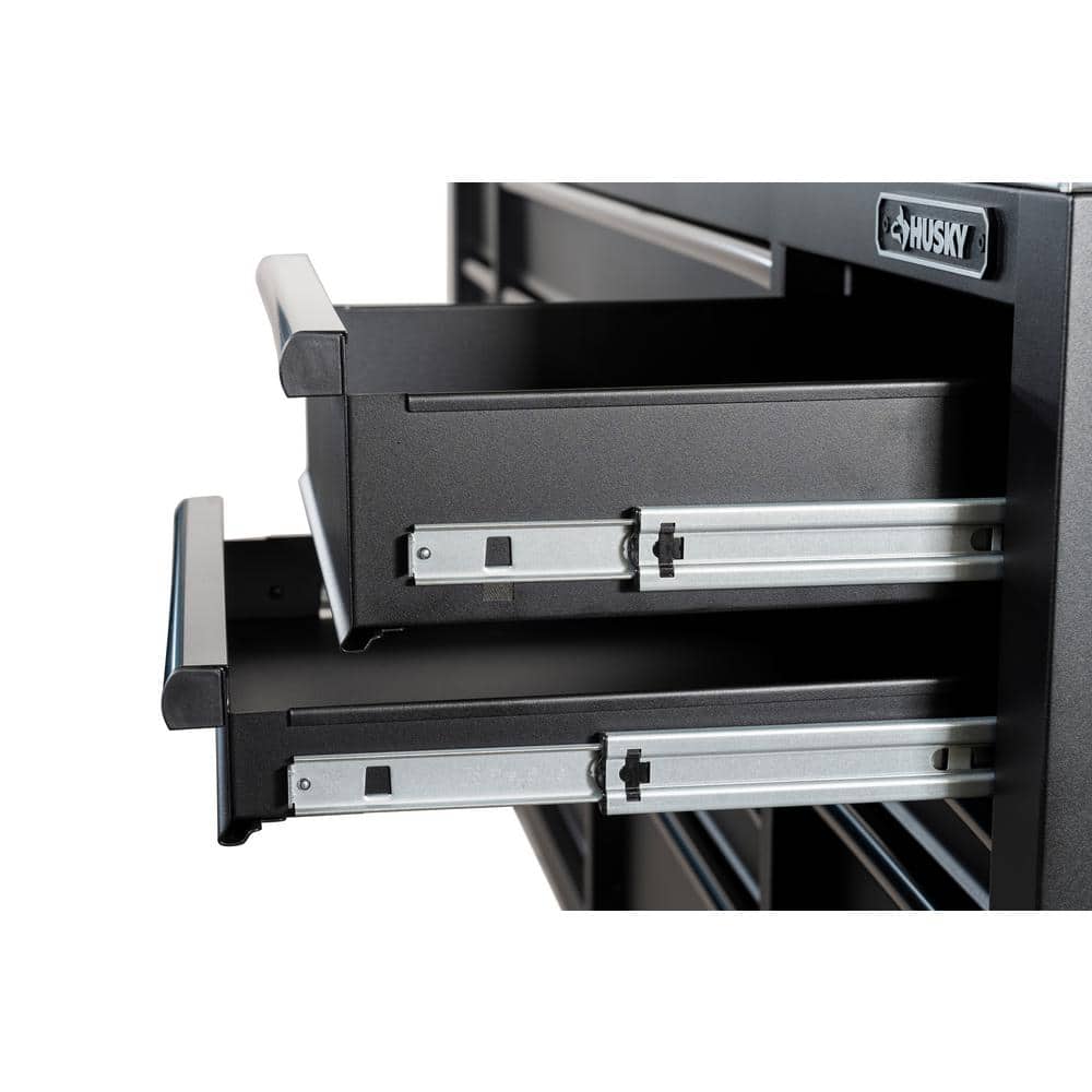 Husky - 84 In. W X 24 In. D 18-Drawer Heavy-Duty Mobile Workbench with Stainless Steel Top in Matte Black - Serious Techies