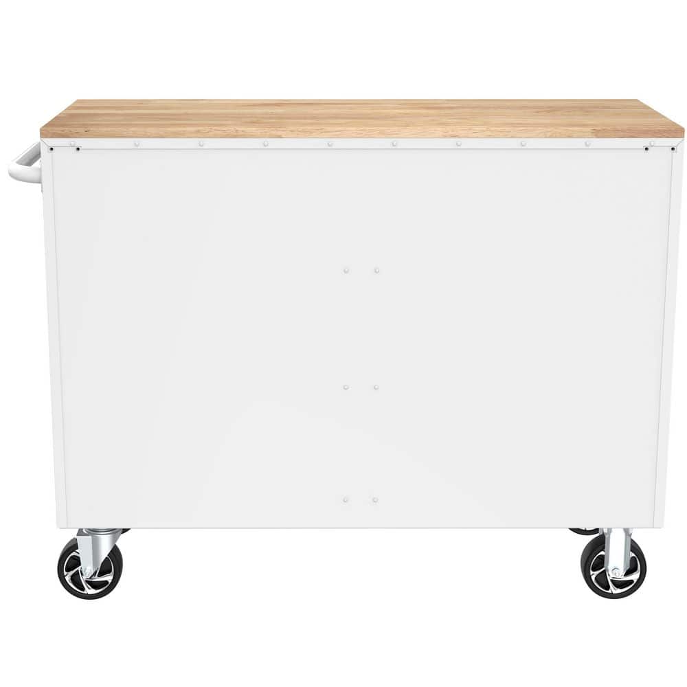 HUSKY - Tool Storage 46 In. W X 18 In. D 9-Drawer Gloss White Mobile Workbench Cabinet - Serious Techies