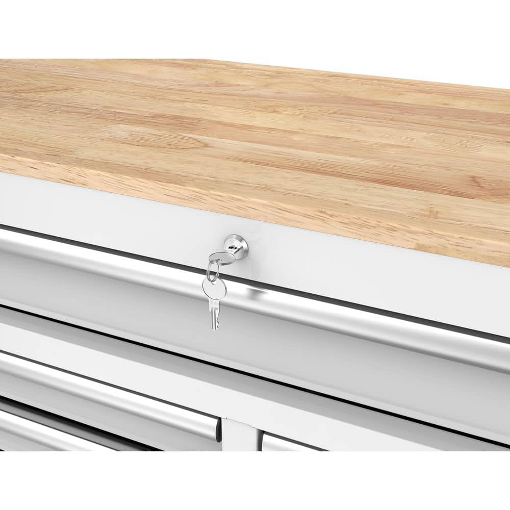 HUSKY - Tool Storage 46 In. W X 18 In. D 9-Drawer Gloss White Mobile Workbench Cabinet - Serious Techies
