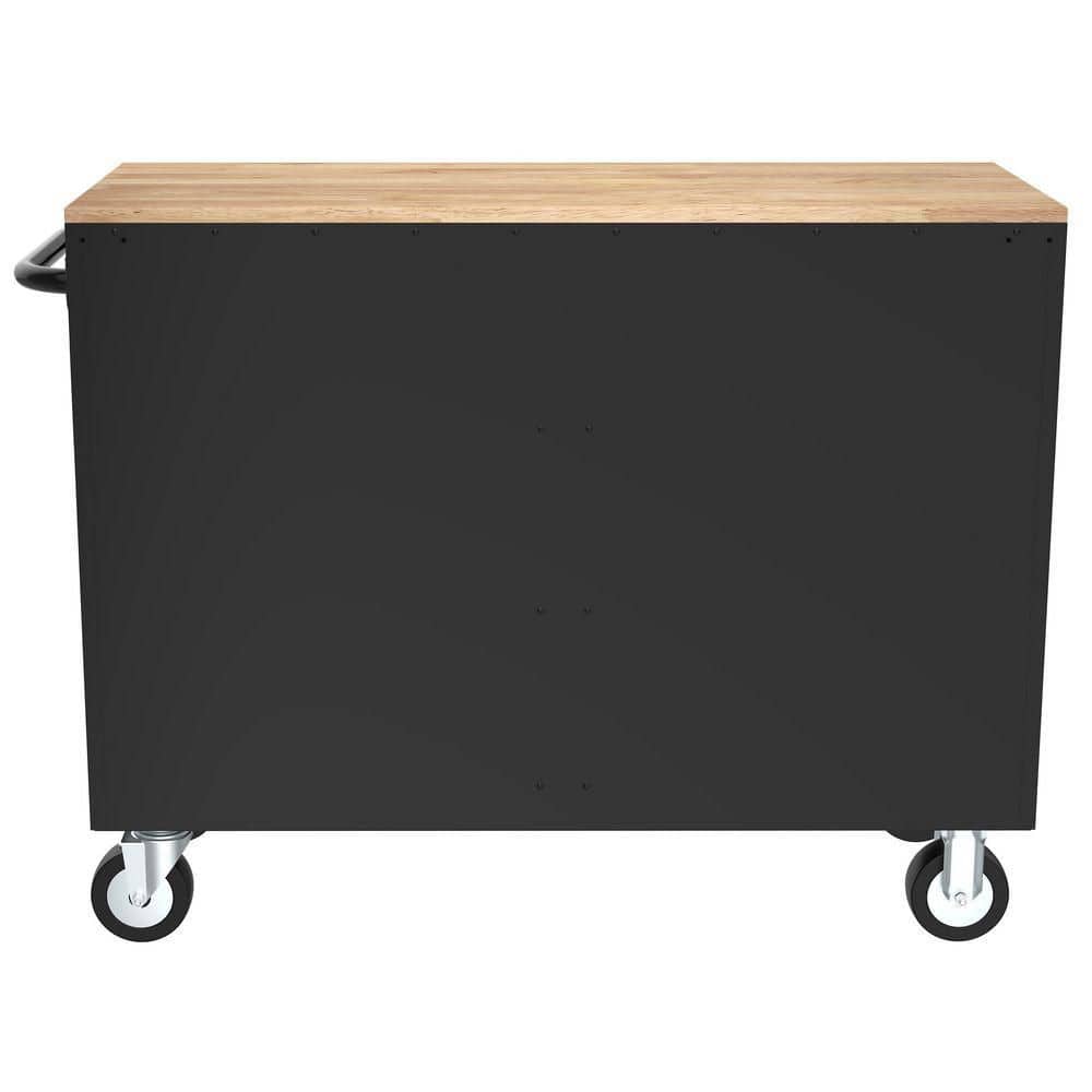 HUSKY - Tool Storage 46 In. W X 18 In. D 9-Drawer Mobile Workbench Cabinet in Gloss Black - Serious Techies