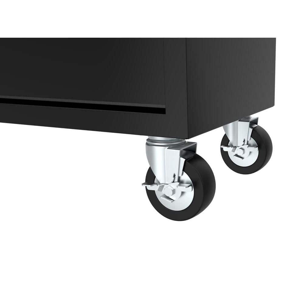 HUSKY - Tool Storage 46 In. W X 18 In. D 9-Drawer Mobile Workbench Cabinet in Gloss Black - Serious Techies