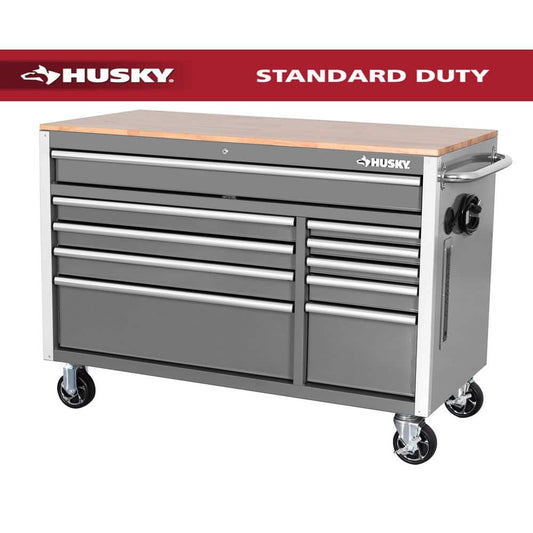 Husky - Tool Storage 52 In. W X 25 In. D Standard Duty Gloss Gray Mobile Workbench Tool Chest - Serious Techies