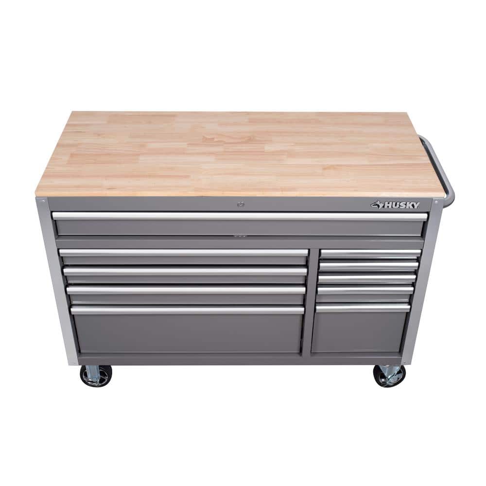 Husky - Tool Storage 52 In. W X 25 In. D Standard Duty Gloss Gray Mobile Workbench Tool Chest - Serious Techies