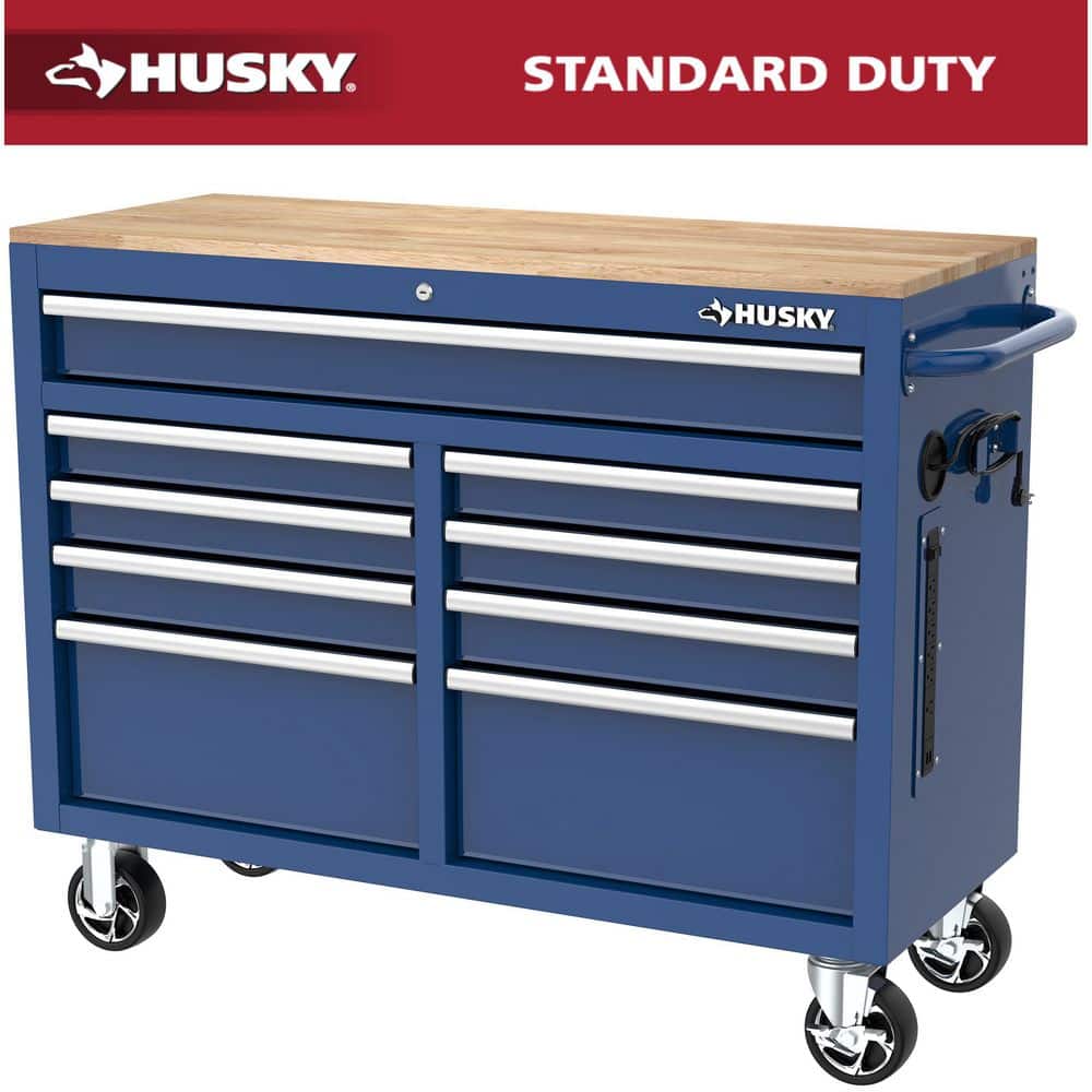 Husky - Tool Storage 52 In. W X 25 In. D Standard Duty Gloss Gray Mobile Workbench Tool Chest - Serious Techies