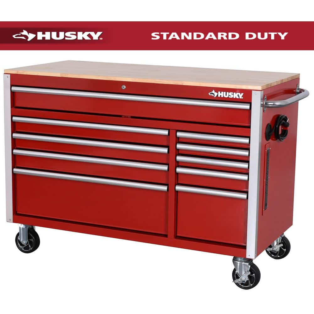 Husky - Tool Storage 52 In. W X 25 In. D Standard Duty Gloss Gray Mobile Workbench Tool Chest - Serious Techies