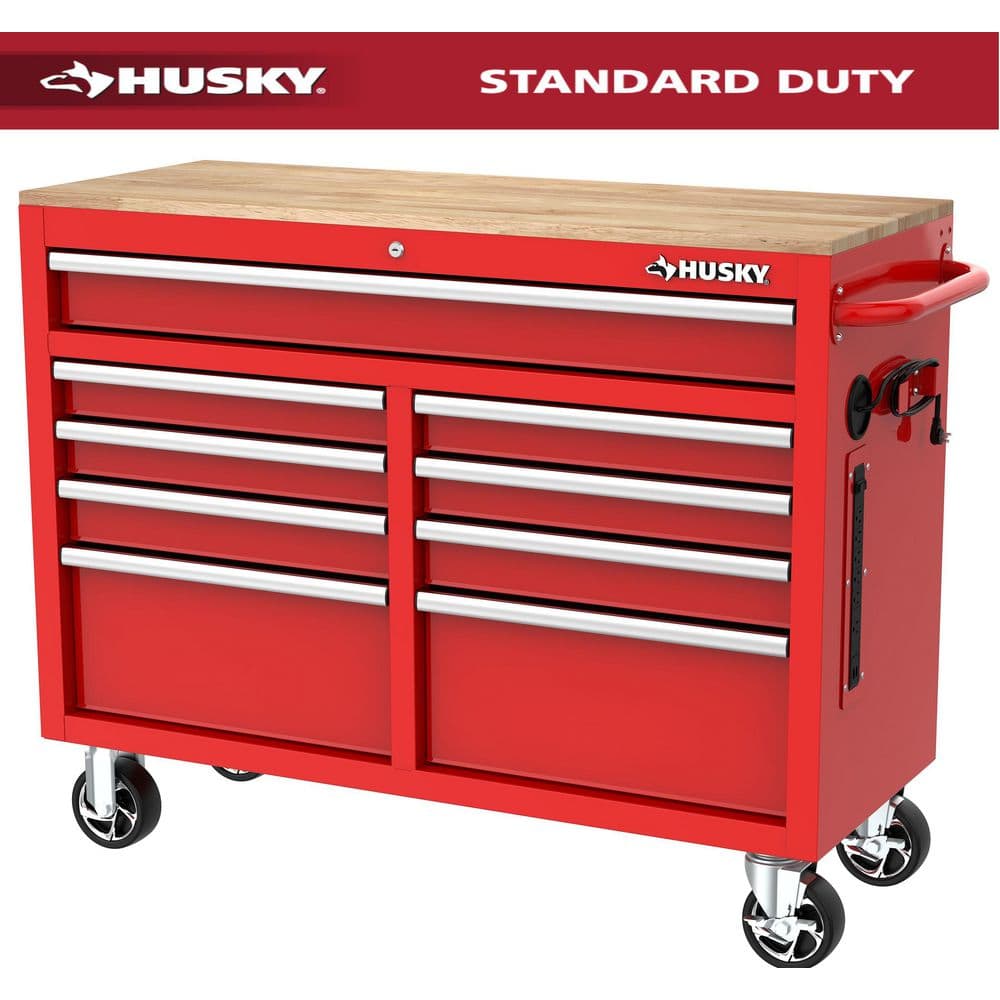 Husky - Tool Storage 52 In. W X 25 In. D Standard Duty Gloss Gray Mobile Workbench Tool Chest - Serious Techies
