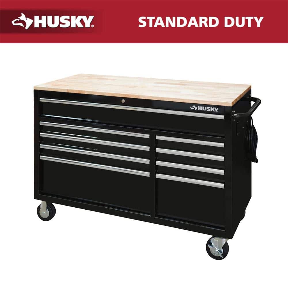 Husky - Tool Storage 52 In. W X 25 In. D Standard Duty Gloss Gray Mobile Workbench Tool Chest - Serious Techies