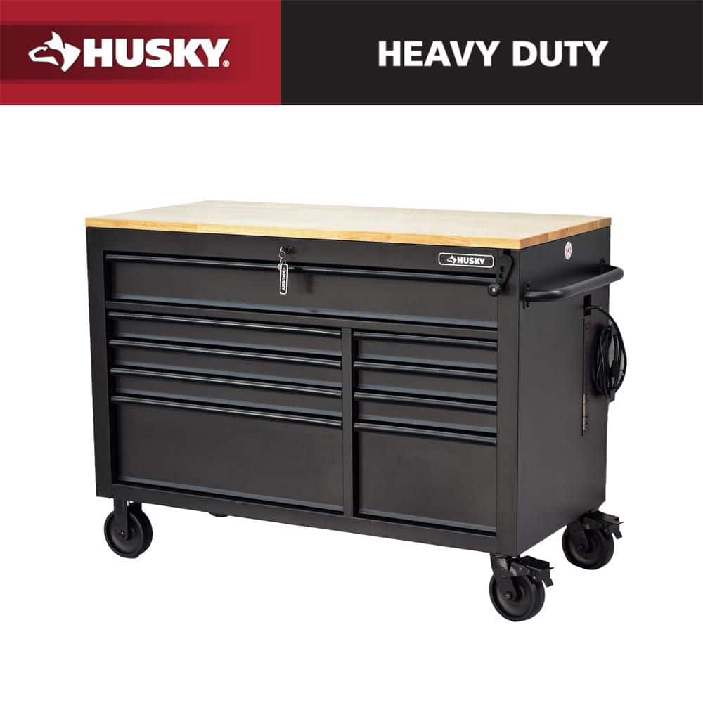 Husky - Tool Storage 52 In. W X 25 In. D Standard Duty Gloss Gray Mobile Workbench Tool Chest - Serious Techies