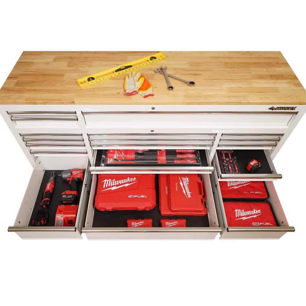 Husky - Tool Storage 72 In. W Standard Duty Gloss White Mobile Workbench Tool Chest - Serious Techies